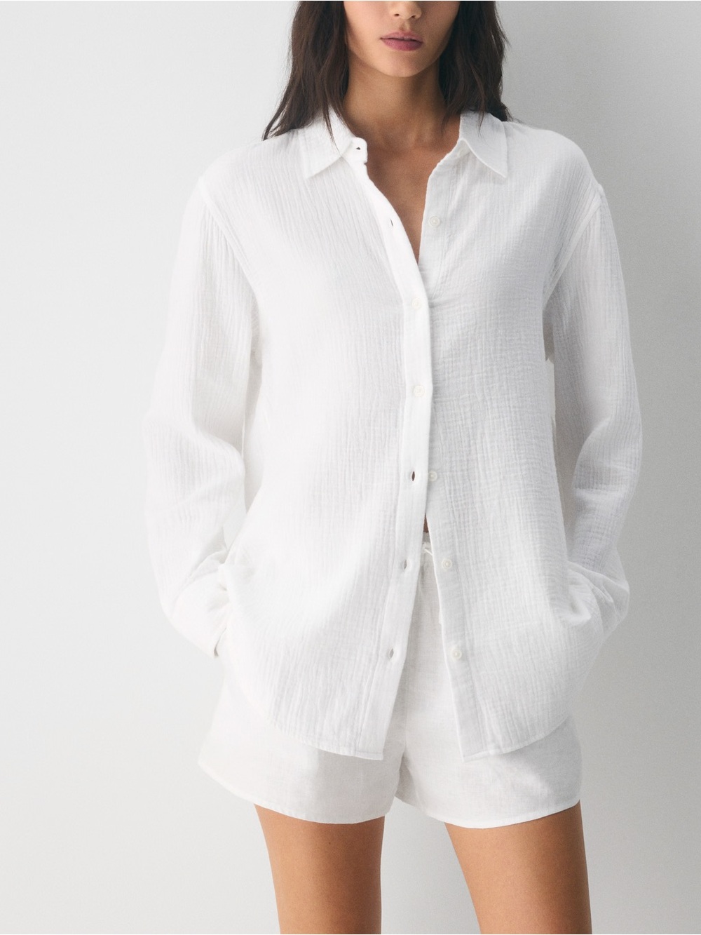 Aritzia gauze button up